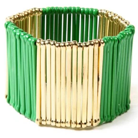 NWT Rare AMRITA SINGH Sylvana CHIC WATERFALL Bracelet in Evergreen and Gold - Picture 1 of 9